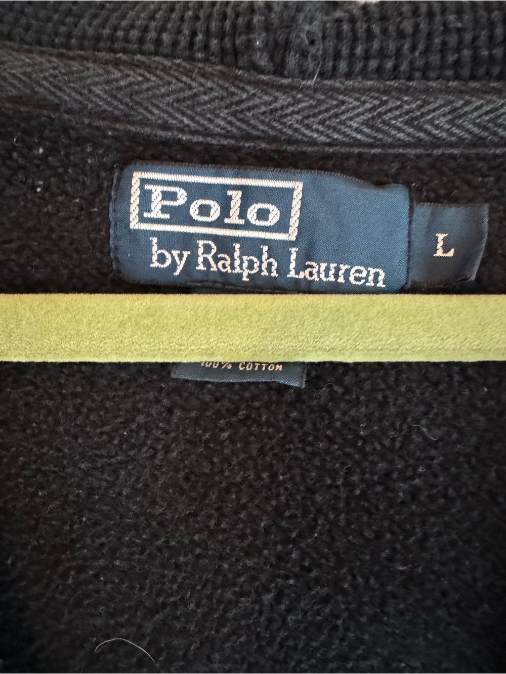 Ralph Lauren Polo Black Zip Hoodie with White Drawstrings - Picture 5 of 5